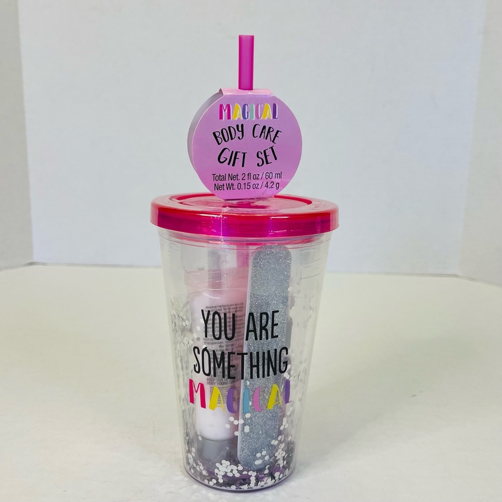 Unicorn Insulated Tumbler (16 Ounces) with Straw and Body Care Gift Set New